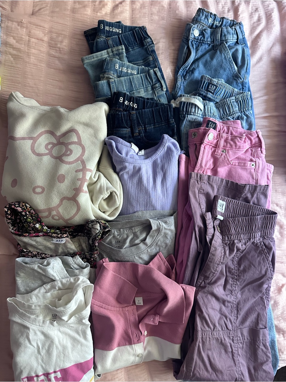 GAP Girls Mixed Denim, Lavender, Pink & White Bottoms and Tops Bundle